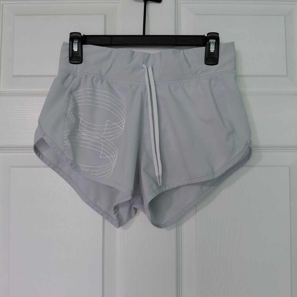 Under Armour Womens HeatGear Speedpocket Running Shorts Gray Fitted Small